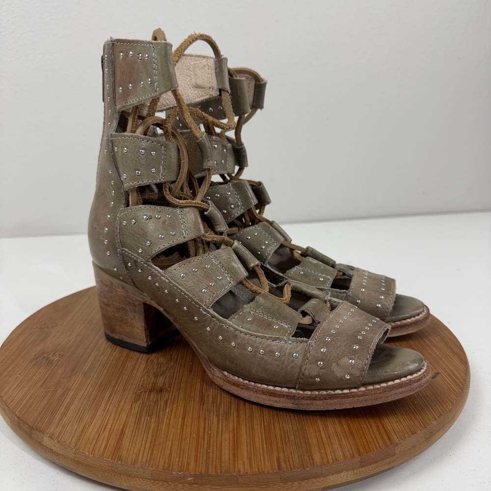 Freebird by Steven “Hazel Ice” Leather Gladiator Heeled Sandals